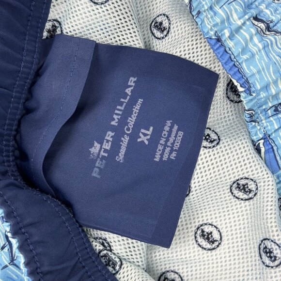 PETER MILLAR Seaside Collection Mens Mesh Lined Swim Trunks Blue Sailing Boats - Picture 5 of 9